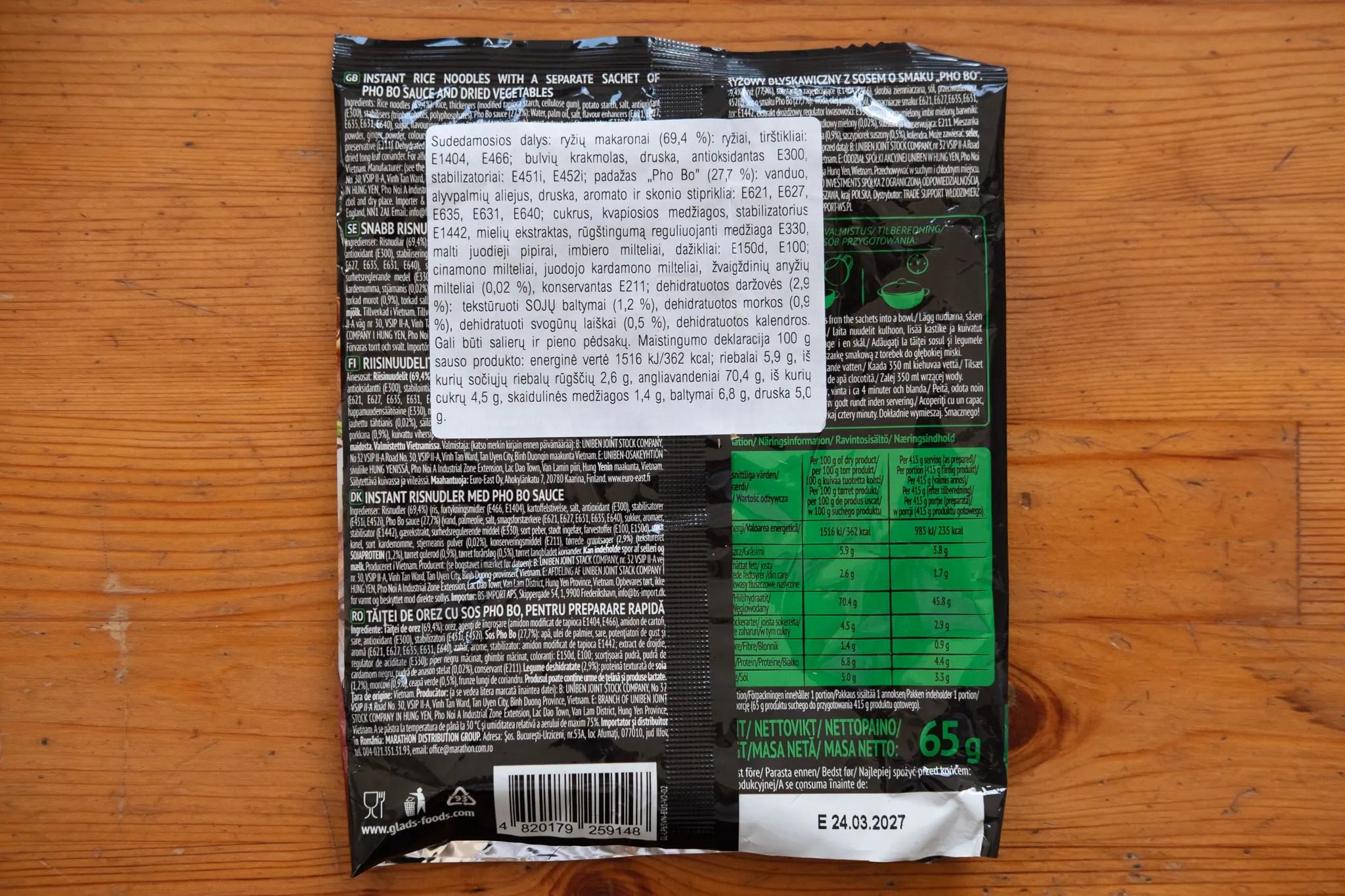 Gallery image 2 for Glads Discovery Instant Rice Noodles with Pho Bo Sauce